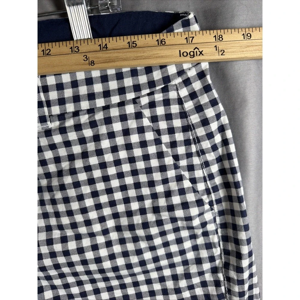 Mid-Rise Shorts 12 Womens Old Navy Everyday Navy Blue Gingham Check Stretch